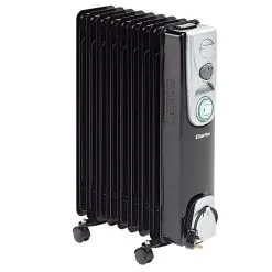 Clarke BR9/200 2kW 9 Fin Black Oil Filled Radiator With Timer