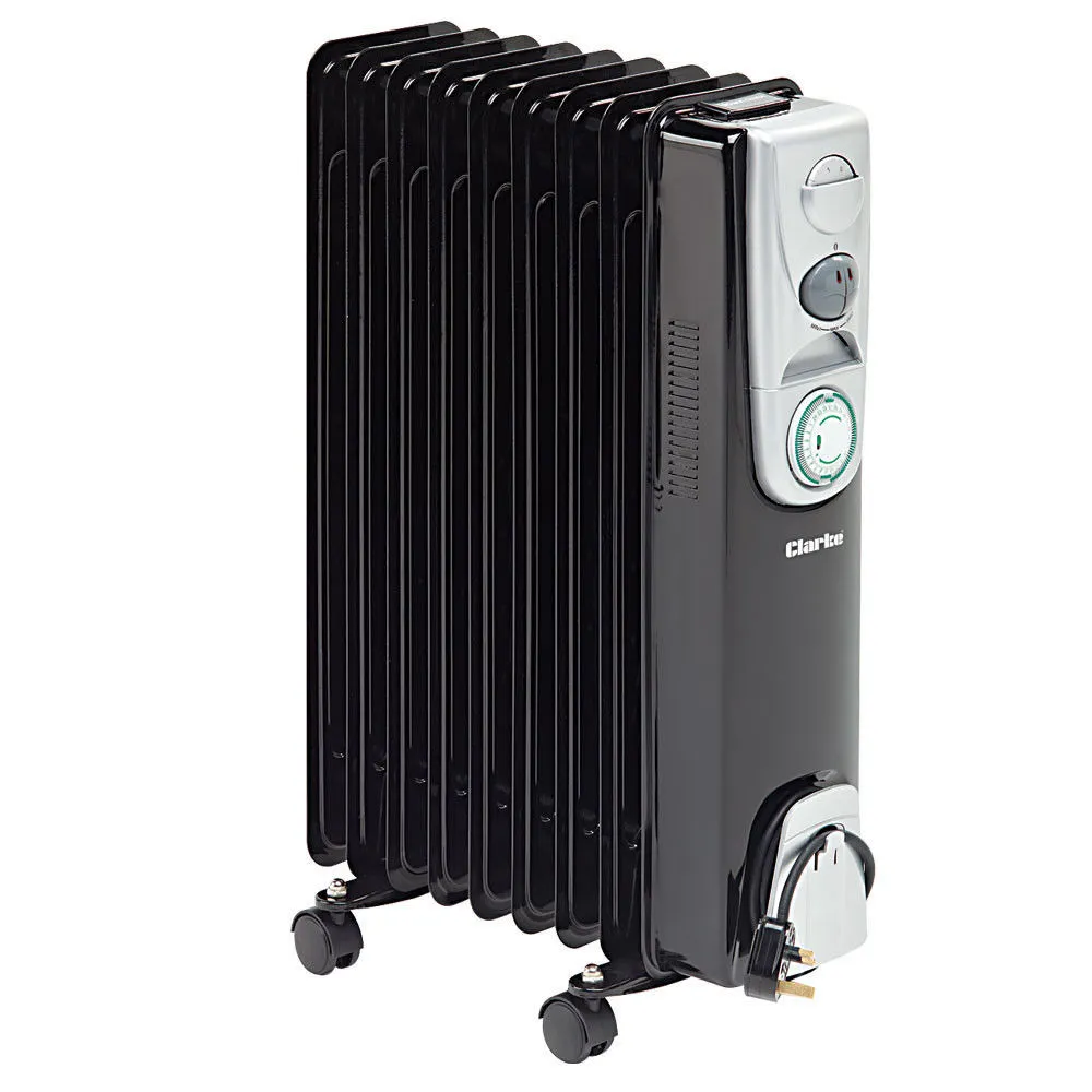 Clarke BR9/200 2kW 9 Fin Black Oil Filled Radiator With Timer 3 Clarke BR9/200 2kW 9 Fin Black Oil Filled Radiator With Timer