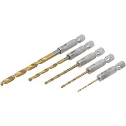 5 Piece Hex Fitting Titanium Drill Bit Set