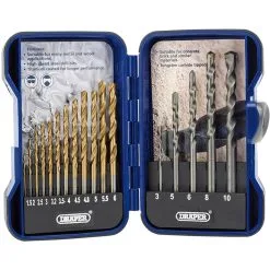 Draper EBS17COM 17 Piece Combined HSS And Masonry Drill Bit Set