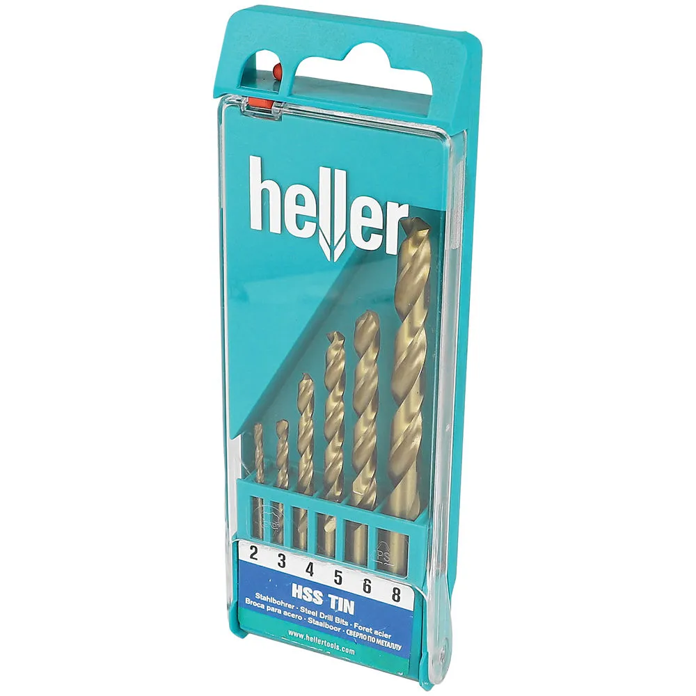 Heller 6 Piece HSS Tin Steel Drill Bit Set 3 Heller 6 Piece HSS Tin Steel Drill Bit Set