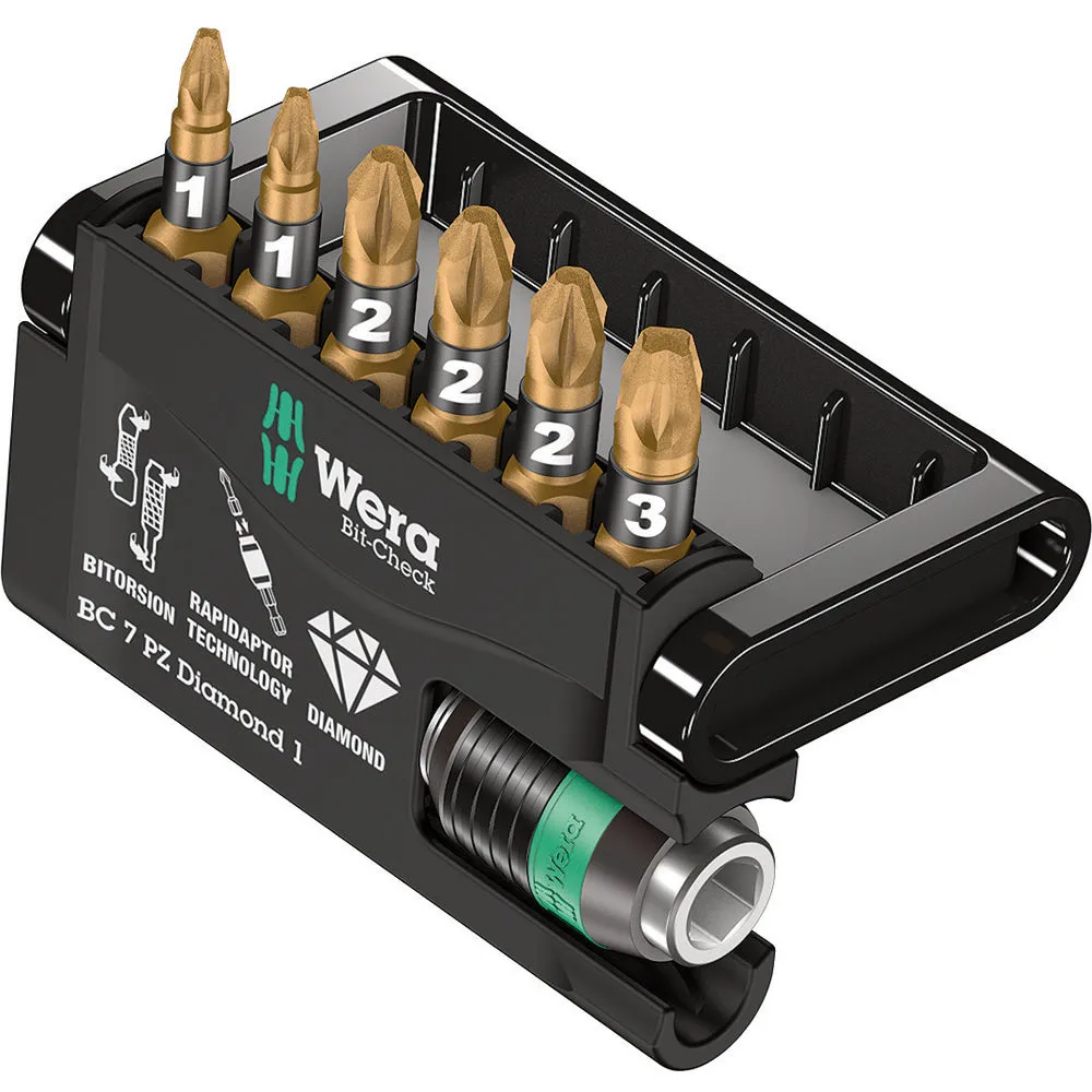 Wera Bit Check 7 PZ Diamond 1 Anti Cam-out BiTorsion Bit Set 3 Wera Bit Check 7 PZ Diamond 1 Anti Cam-out BiTorsion Bit Set