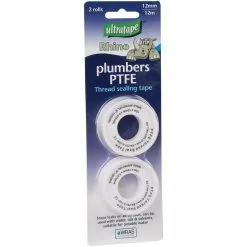 Ultratape Rhino Plumbers PTFE Tape, 12mm X 12m 2 Pack